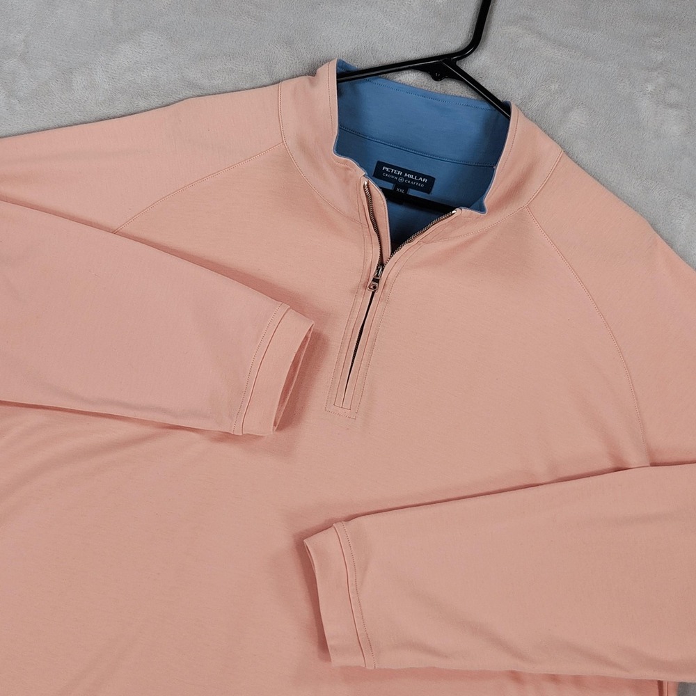 Peter Millar Pullover Men 2XL Pink 1/4 Zip Crown Crafted Performance Jersey Polo